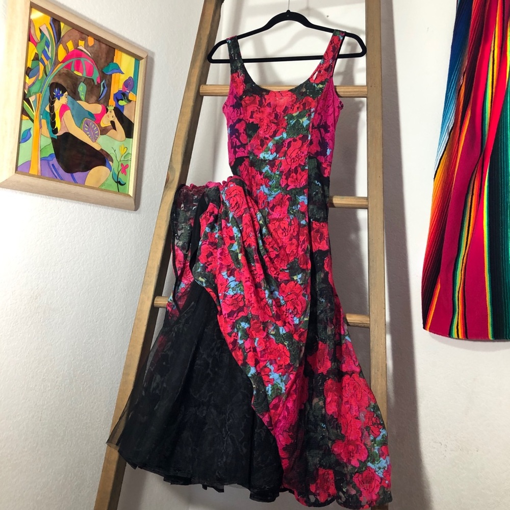 Tracy Reese Floral Lace Dress with Tulle